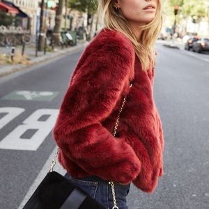NWT! Red Fur Jacket!